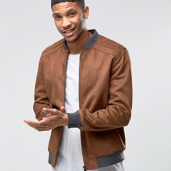 River Island Jackets & Coats River Island Faux Suede Mens Bomber